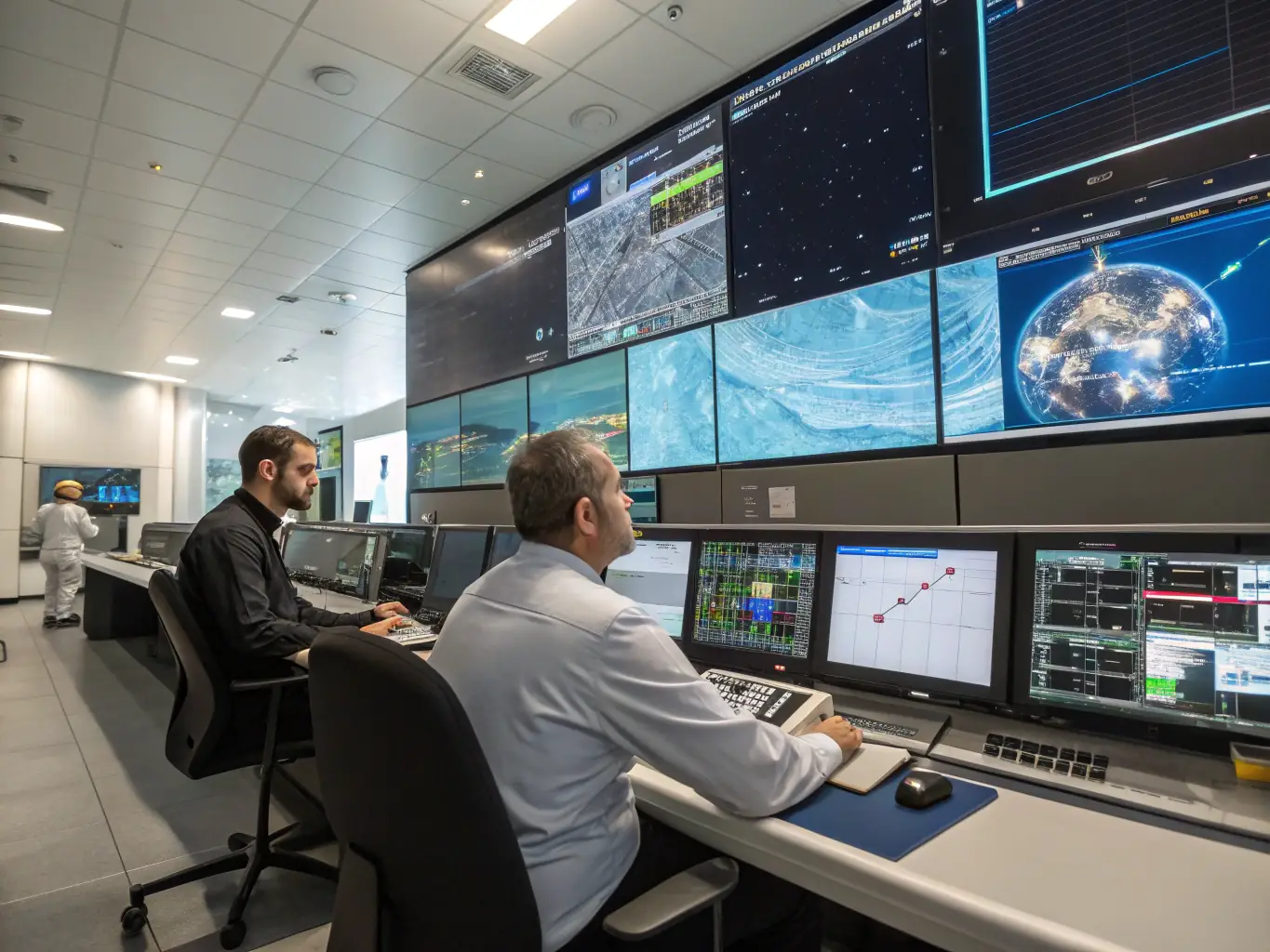An image of a modern control room featuring advanced DCS interfaces, multiple monitors displaying real-time process data, and engineers monitoring the system.